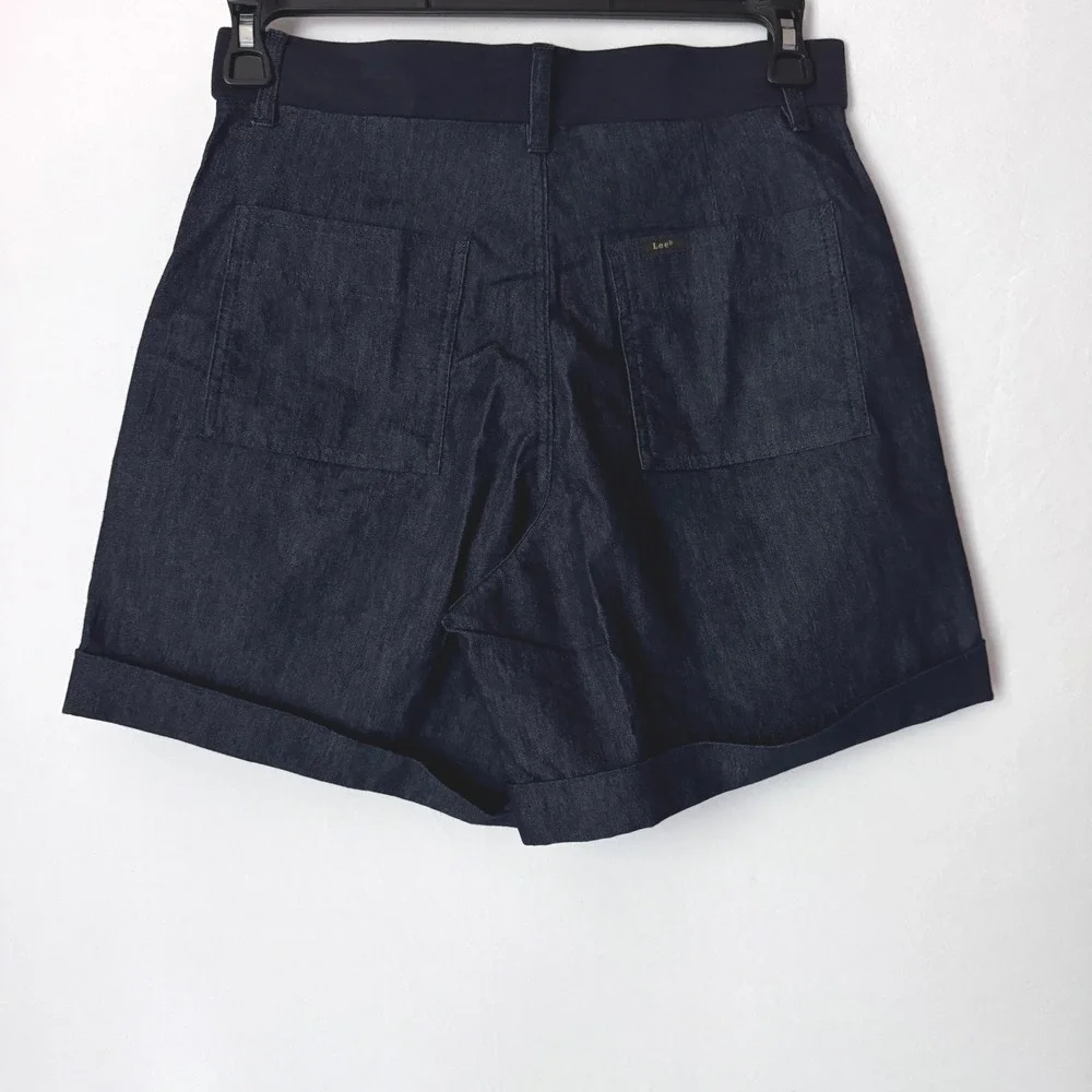 Lee Denim Short Mid Rise Women 8 Indigo Comfort Waistband